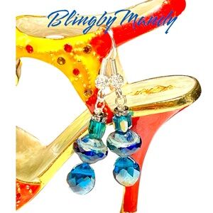 💙🦋Amazing Navy Saturn/Piccaso beads-imported from Czechoslovakia/Crystal/hooks